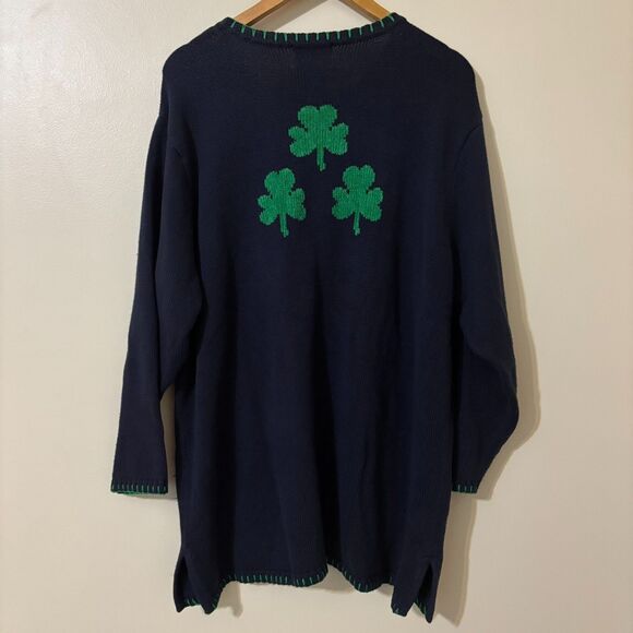 Quacker Factory Sweater Womens Plus 1X Navy Blue St Patricks Day Green Shamrock - Picture 4 of 16